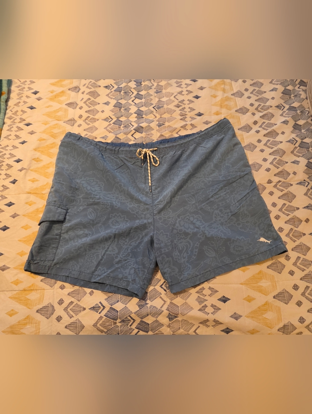 Tommy Bahama XXL Blue Patterned Swim Trunks